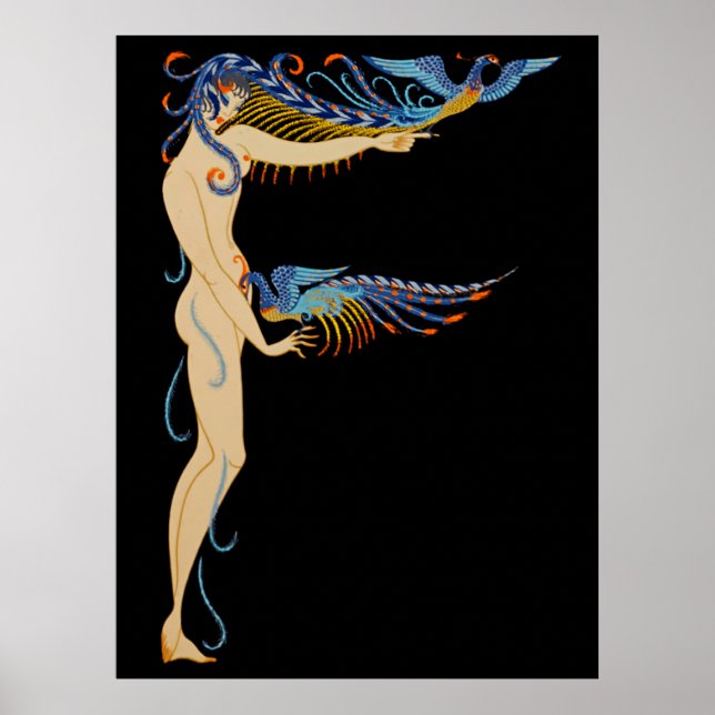 Poster Erté - A letra F do Conjunto Alfabeto, 1976 (Frente)