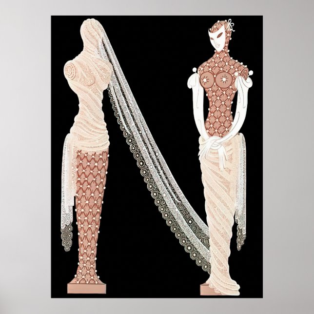 Poster Erté - A letra N do Conjunto Alfabeto, 1976 (Frente)