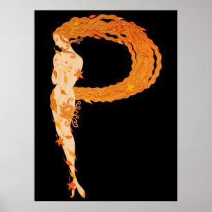 Poster Erté - A letra P do Conjunto Alfabético, 1976