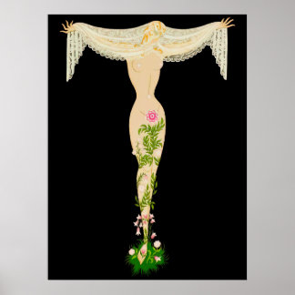 Poster Erté - A letra T do Conjunto Alfabético, 1976