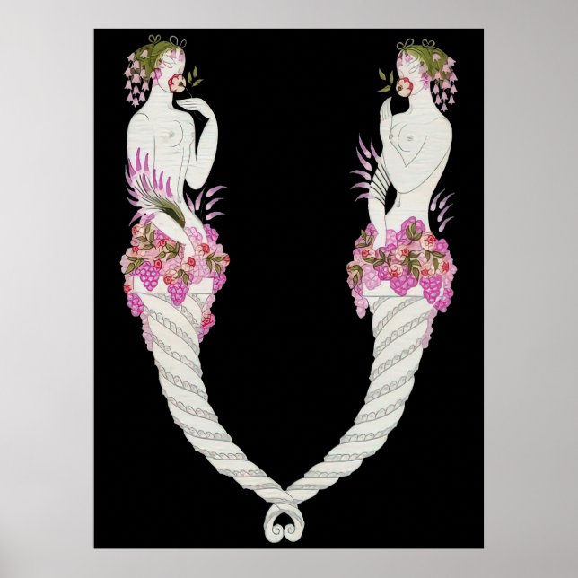 Poster Erté - A letra V do Conjunto Alfabeto, 1976 (Frente)