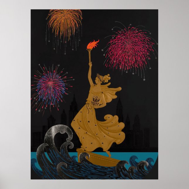 Poster Erté - Estátua da Liberdade (Noite) (Frente)