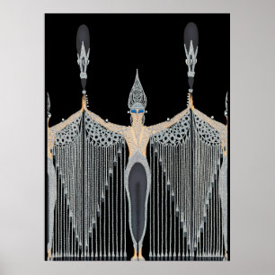 Poster Erté - Les Bijoux de Perle [Preto]