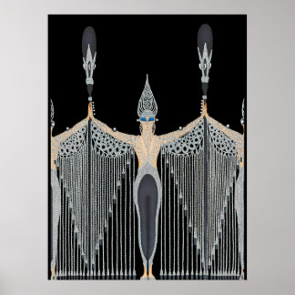 Poster Erté - Les Bijoux de Perle [Preto]