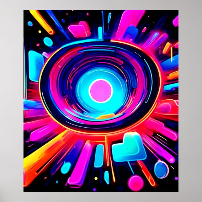 Poster Erupção de Neon: Energia Abstrata (Frente)