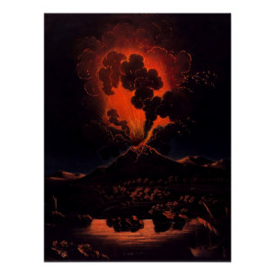 Póster Erupção do Monte Etna à noite (F Weber)