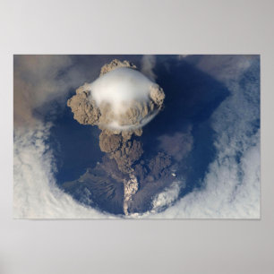 Poster erupção vulcânica