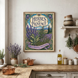Póster Ervas de Provence Cozinha Francesa Country