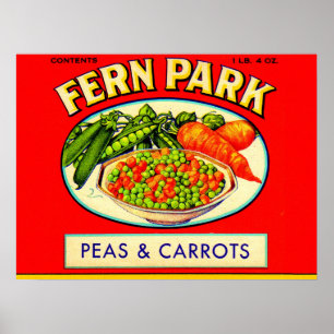 Poster Ervilhas e cenouras do Parque Fern dos anos 30