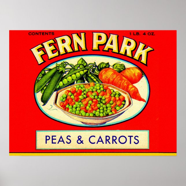 Poster Ervilhas e cenouras do Parque Fern dos anos 30 (Frente)