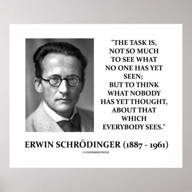Póster Erwin Schrödinger Task Acha Que Ninguém Pensou Ain (Frente)