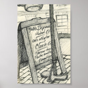 Póster Esboçado em Paris: Café