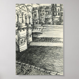 Póster Esboçado em Paris: O rio Seine