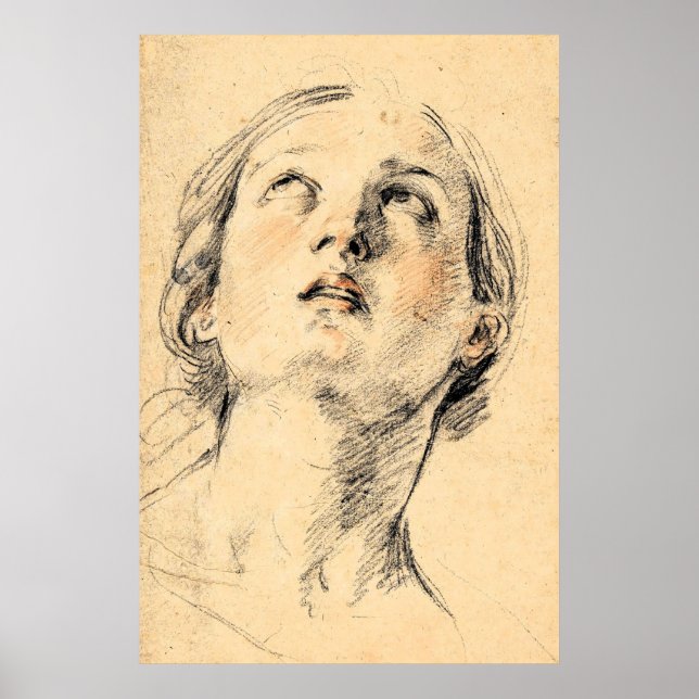 Poster Esboço a Lápis de Retrato de Mulher em Tons Neutro (Frente)