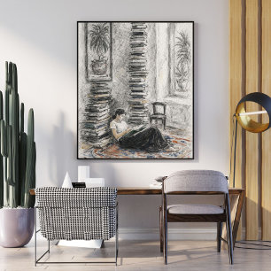 Poster Esboço aconchegante arte de parede livresca