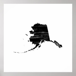 Póster Esboço afligido do estado de Alaska