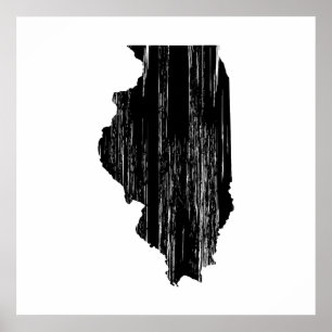 Poster Esboço afligido do estado de Illinois