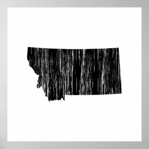 Póster Esboço afligido do estado de Montana
