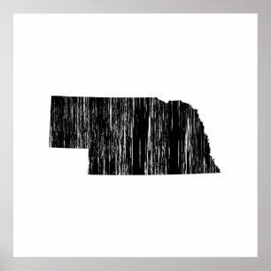 Póster Esboço afligido do estado de Nebraska