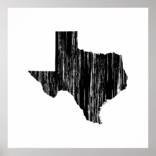 Poster Esboço afligido do estado de Texas