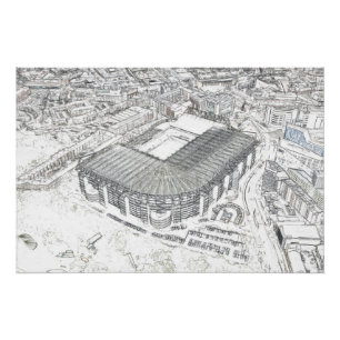 Póster Esboço Arquitetônico do Estádio de Newcastle