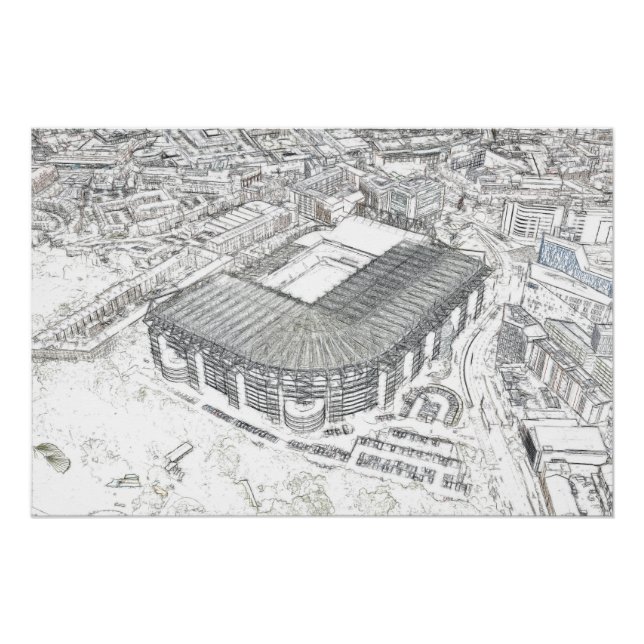 Póster Esboço Arquitetônico do Estádio de Newcastle (Frente)