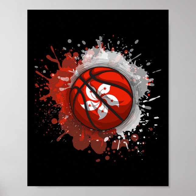 Poster Esboço Com Bandeira de Hong Kong  (Frente)