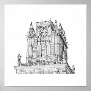 Poster Esboço da Arquitetura de Gates na Cidade de Belaru