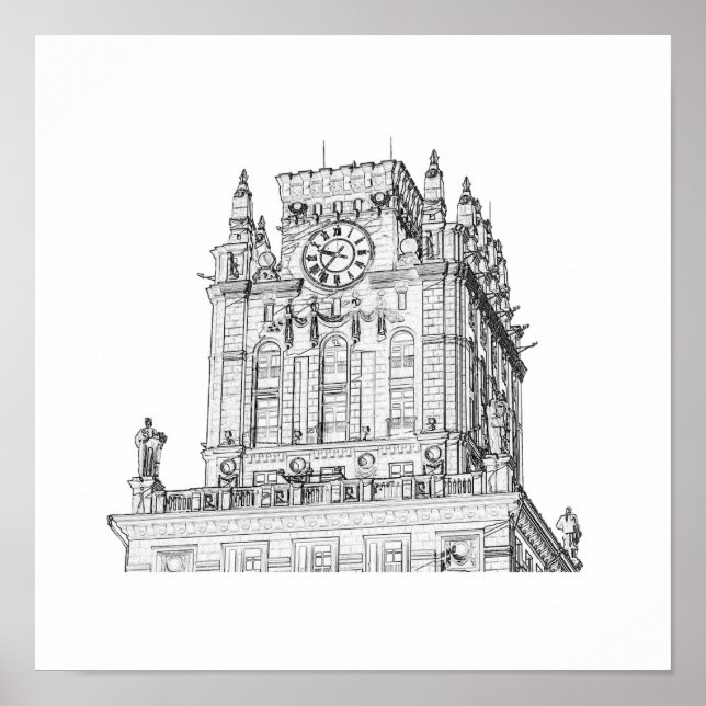 Poster Esboço da Arquitetura de Gates na Cidade de Belaru (Frente)