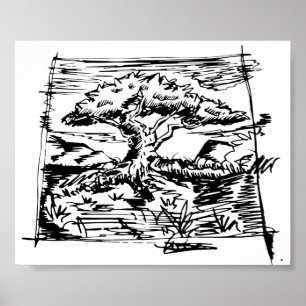 Poster Esboço da Árvore de Tinta.