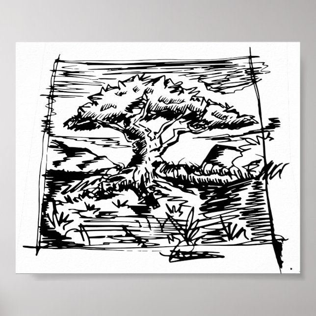Poster Esboço da Árvore de Tinta. (Frente)
