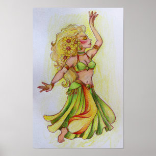 Poster Esboço da Dançarina de Ventre Loira