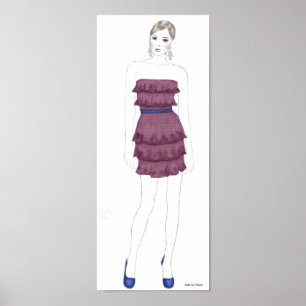 Póster Esboço da forma - vestido do plissado