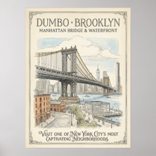 Poster Esboço da Orla de Dumbo Brooklyn