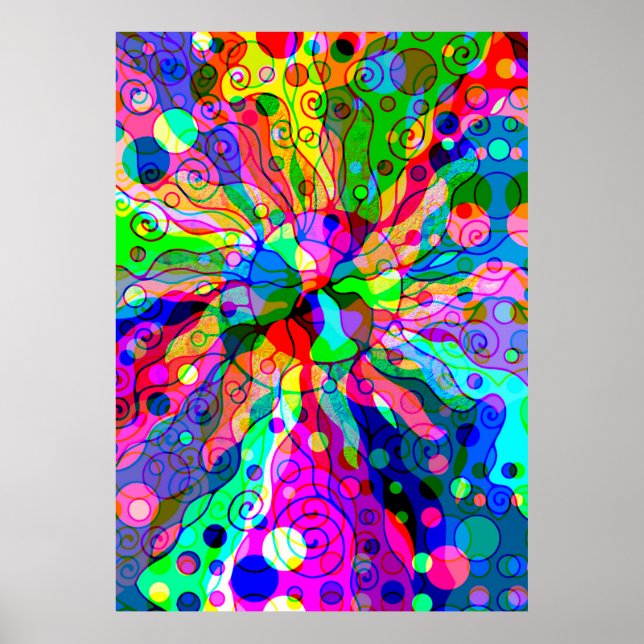 Poster Esboço de arte fantasiosa - Abstrato Neon Shift 1 (Frente)