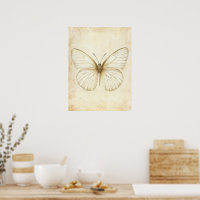 Esboço de Borboleta Vintage: Arte da Natureza Eleg