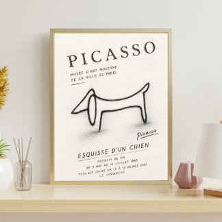 Poster Esboço de Cachorro de Picasso | Arte Minimalista d