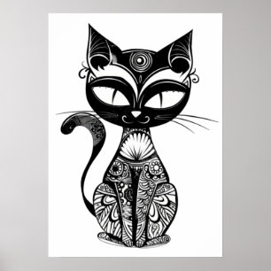 Poster Esboço de gato bonito
