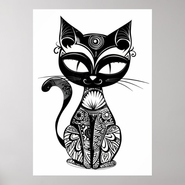 Poster Esboço de gato bonito (Frente)