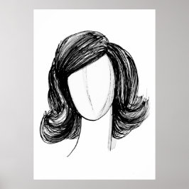 Poster Esboço de Moda de Perucas