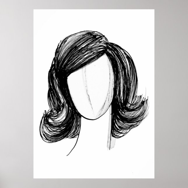 Poster Esboço de Moda de Perucas (Frente)