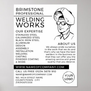 Poster Esboço de retrato de soldador, trabalhador de meta