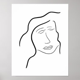 Poster Esboço de Rosto de Mulher Minimalista para Parede 