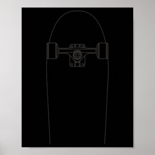 Poster Esboço de Skate - Skatista Fazendo Skate Vintage