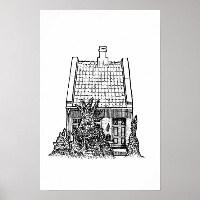 Poster Esboço Desenhado à Mão com Tinta Preta de Tradicio (Frente)
