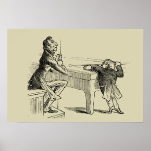 Póster Esboço do Lápis de Dois Homens Jogando Piscina