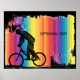 Póster Esboço gráfico da tinta do ciclista em listras d