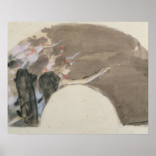 Póster Esboço para um fã, c.1879 de Edgar Degas