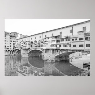 Poster Esboço preto e branco de Ponte Vecchio