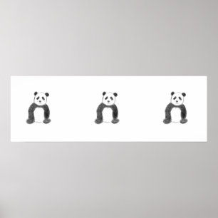Poster Esboço preto e branco do panda